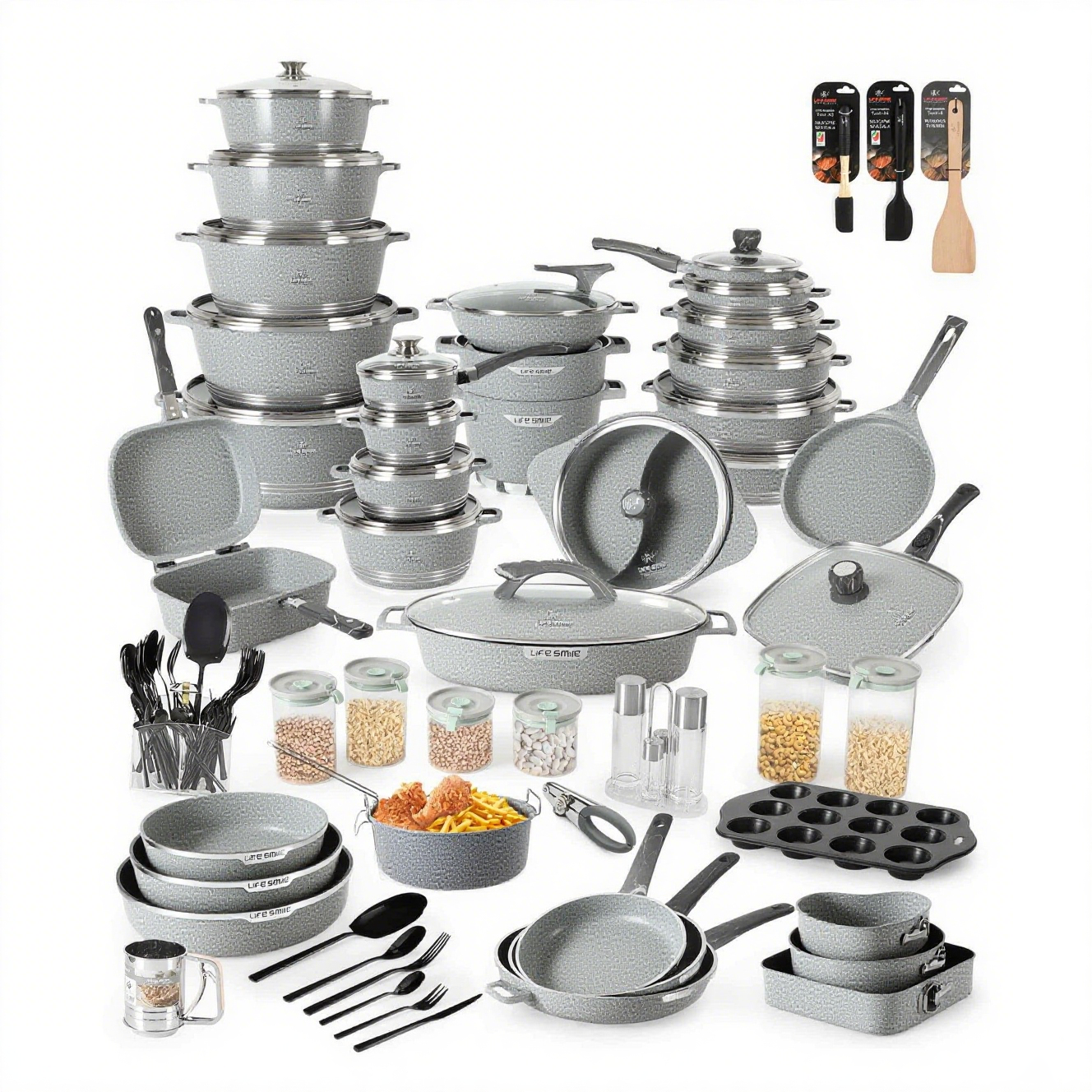 Complete 134 Piece Cooking & Kitchenware Set Premium.